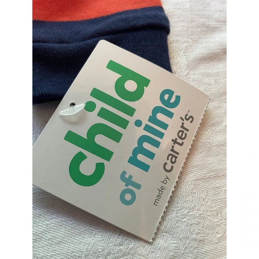CHILD OF MINE BY CARTER'S BABY  FOOTED Red Blue Strip SLEEPER SIZE 6-9 Mths Lion
